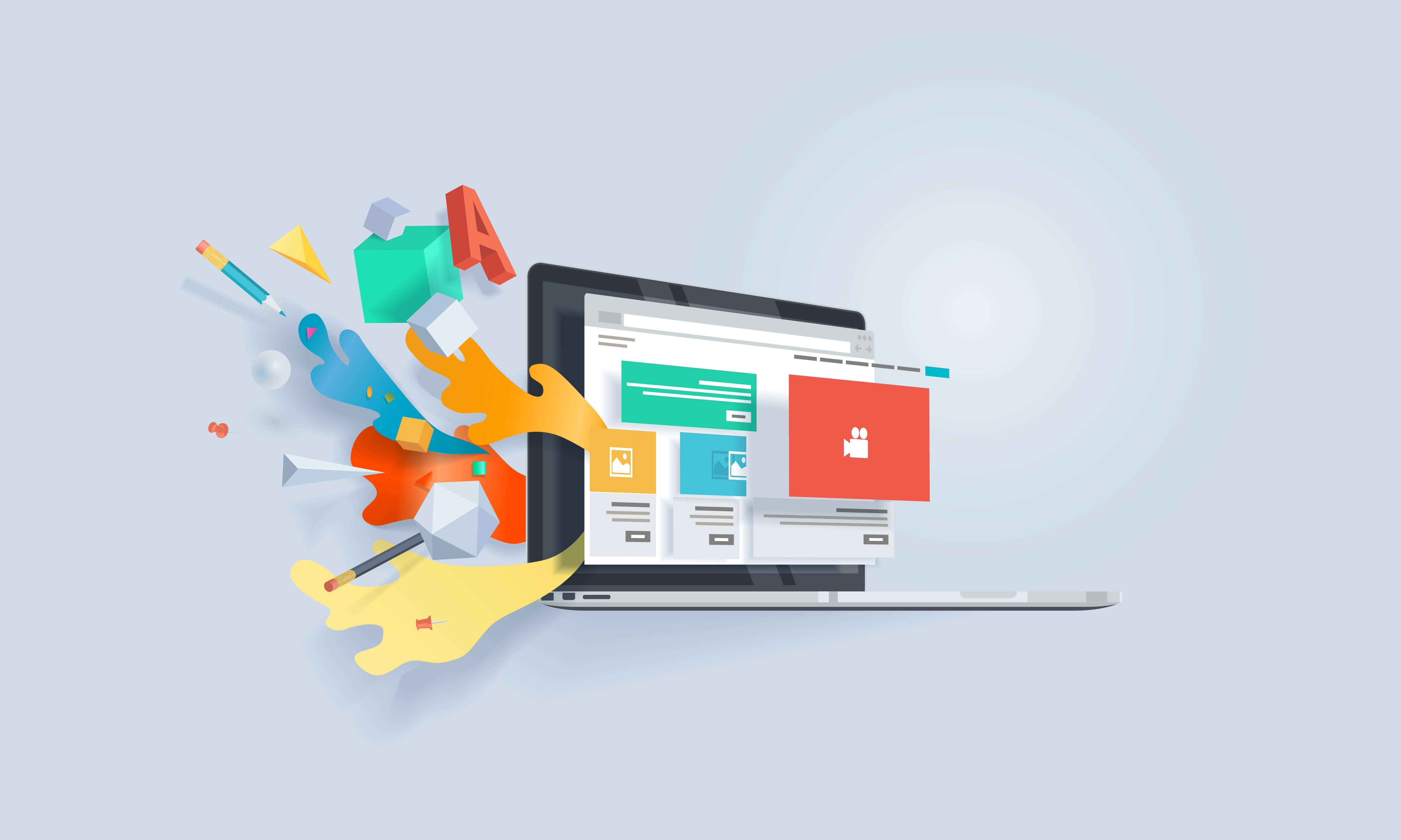 Illustration eines Laptops mit digitalen Inhalten – Symbol für digitale Patientenakten, medizinische Abrechnung und rechtssichere Praxissoftware