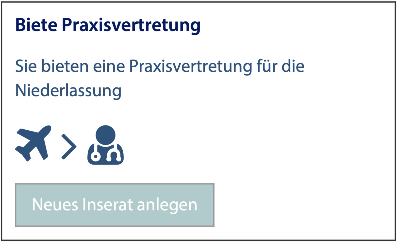 Inserat Praxisvertretung anbieten